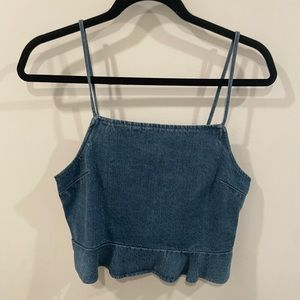 AMERICAN EAGLE Peplum denim cropped tank